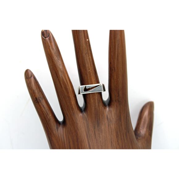 Sterling Silver Nike Logo Cut Out Ring - Picture 5 of 6